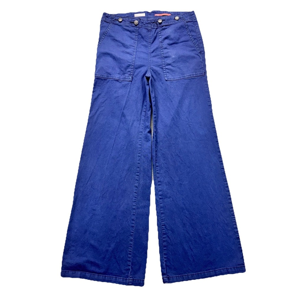 Pilcro Pants Womens Sz 30 Wide Leg Buckle Back Blue Hippie Boho Stretch Hipster - Picture 3 of 13